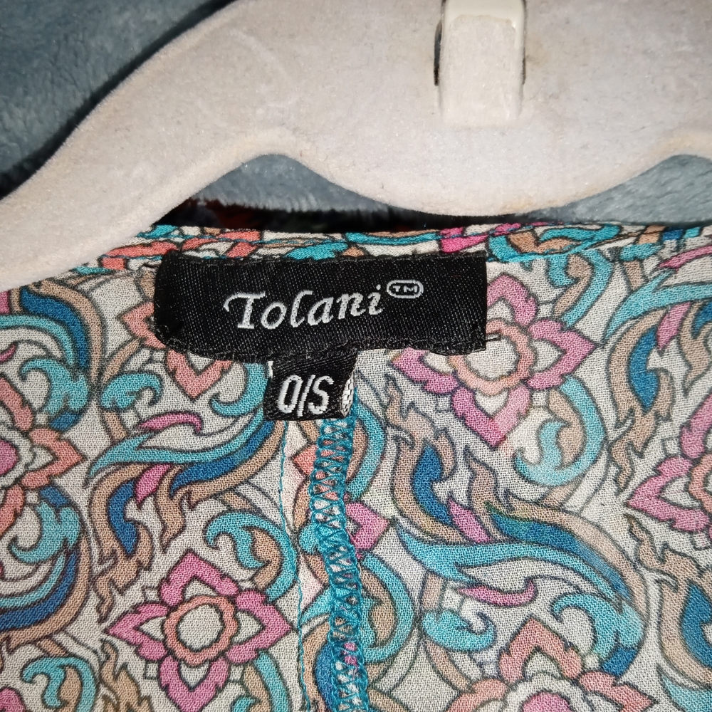 Tolani Teal Pink Patterned Kimono with Elephant Motif - Picture 5 of 7
